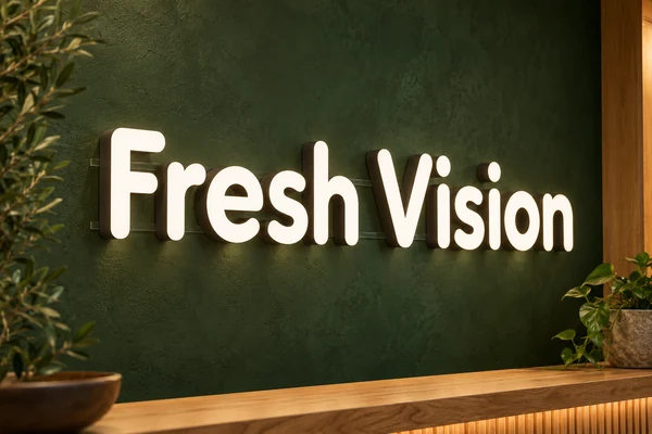 Nowy przykład ledonu Fresh Vision ze świecącym frontem z plexi i ciemnym bokiem z PCW 19 mm