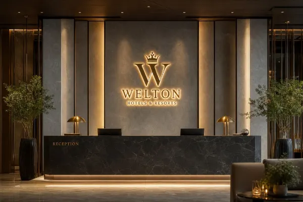 Welton Hotels — logo z podświetleniem halo